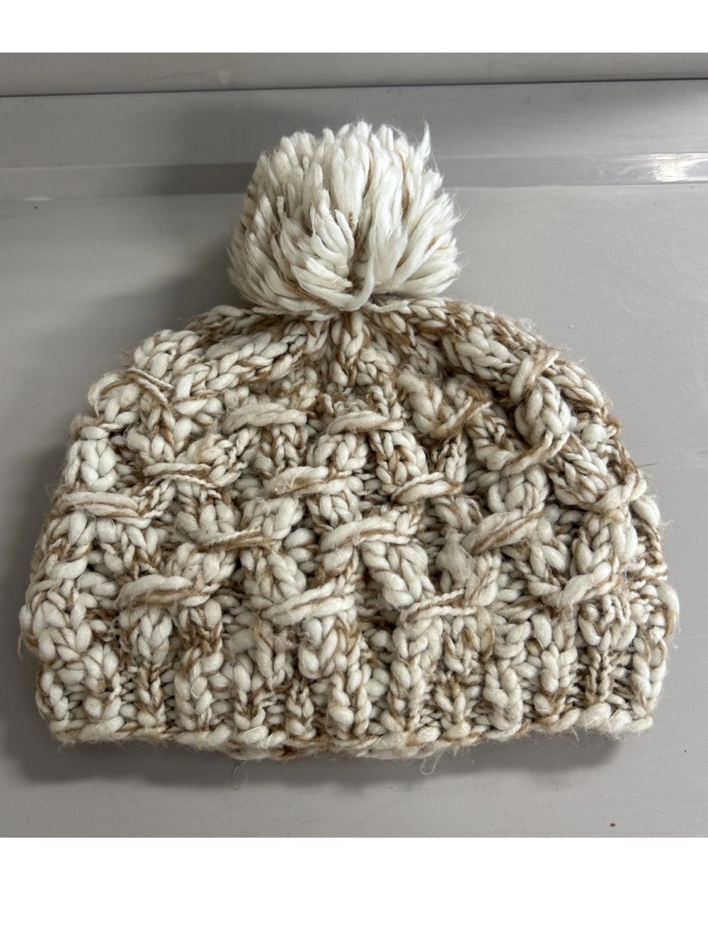 San Diego Hat Company Cream Cable Knit Winter Pom Pom Beanie Women’s OSFM